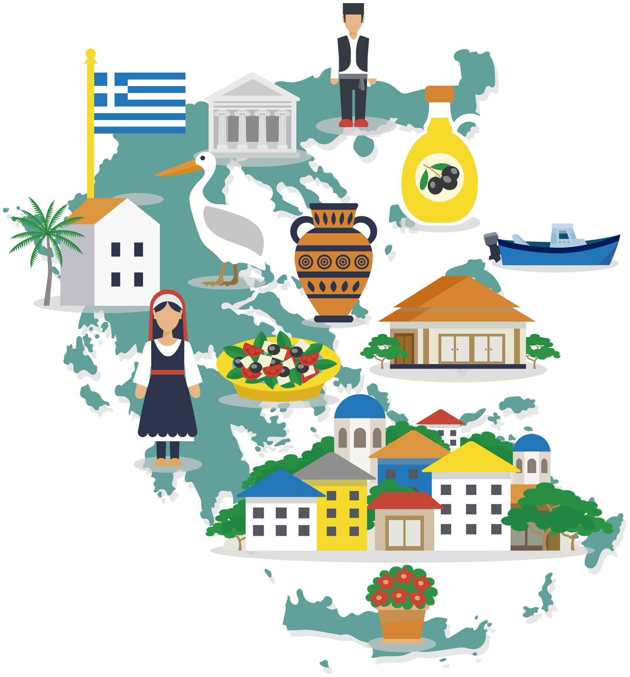 Tapete vinílico de mapa mundial ilustração da grécia e ilhas - TenStickers