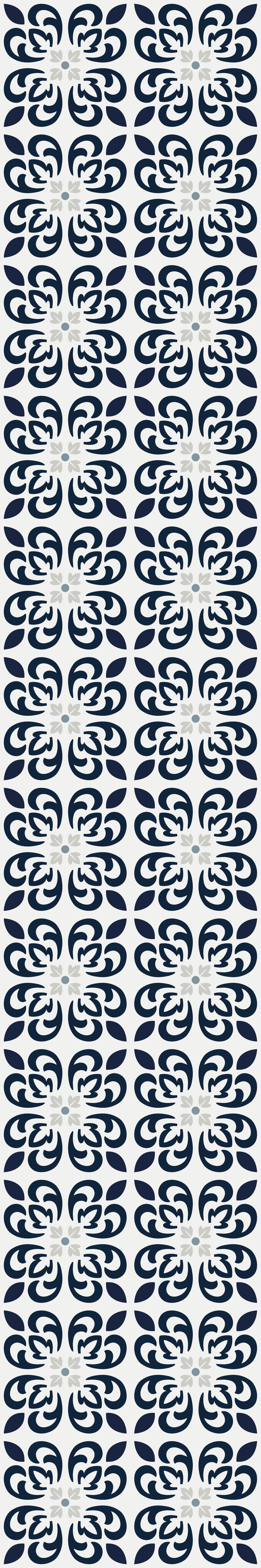 Tapete vinílico cozinha azulejo português trevo azul escuro - TenStickers