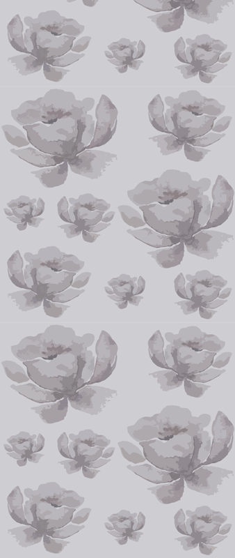 Tapete vinílico quarto padrão floral cinza anos 80 - TenStickers