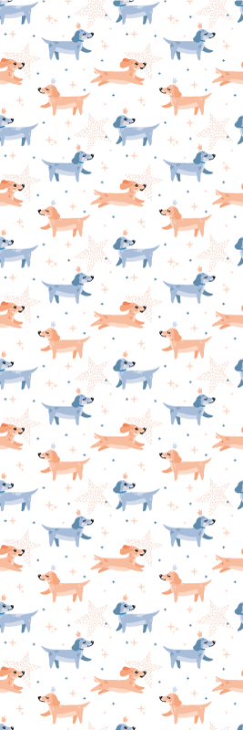 Tapete vinílico quarto cães fofos com coroa - TenStickers