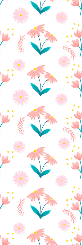 Tapete vinílico quarto flores e bolinhas minimalistas - TenStickers