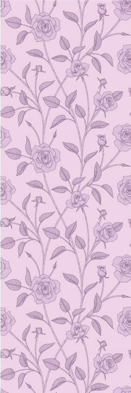 Tapete vinílico quarto com rosas vintage em óleo roxo - TenStickers