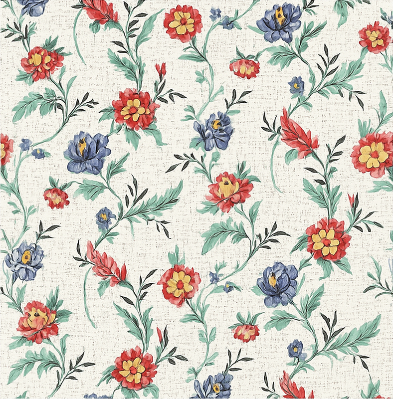 Tapete vinílico quarto estampa flores retrô - TenStickers