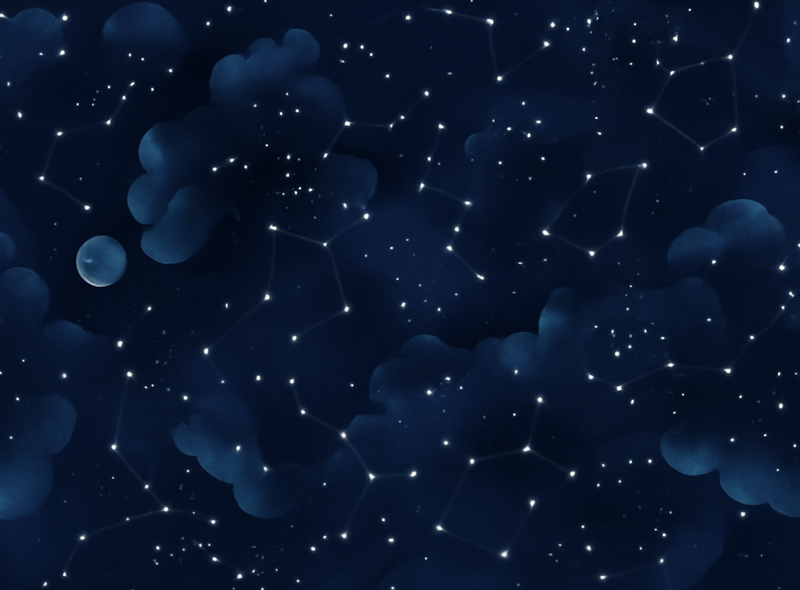 Tapete vinílico quarto céu azul marinho com estrelas - TenStickers