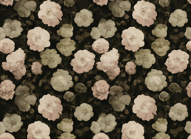 Tapete vinílico quarto padrão floral retro escuro - TenStickers