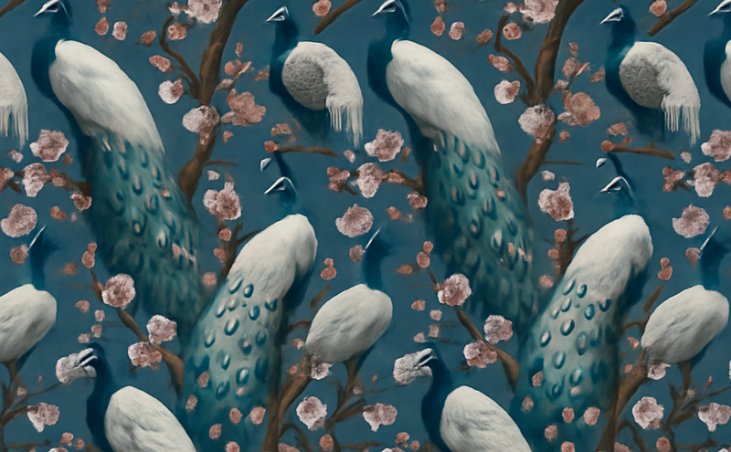 Tapete vinílico quarto com lindos pavões elegantes - TenStickers