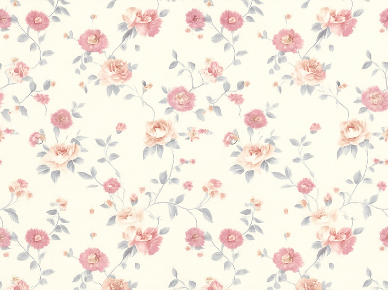 Tapete vinílico quarto estampa floral têxtil - TenStickers
