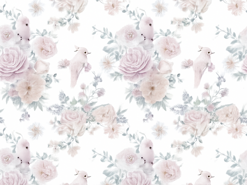 Tapete vinílico quarto design de flor elegante cinza - TenStickers