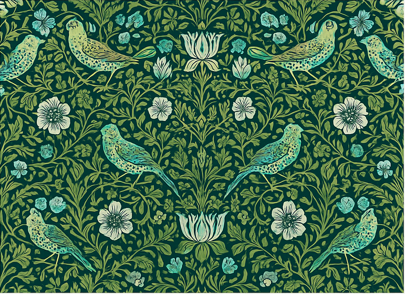 Tapete vinílico quarto floral e pássaros - TenStickers