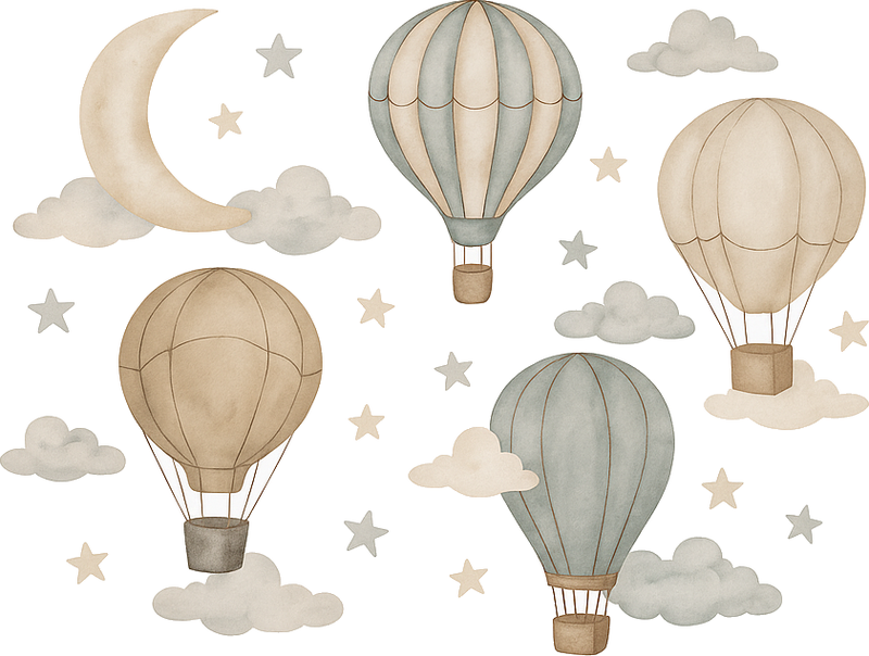 Tapete vinílico quarto balões estelares - TenStickers