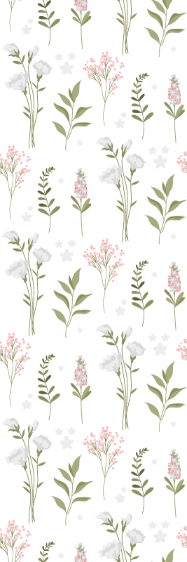 Tapete vinílico quarto com padrão minimalista de flores - TenStickers