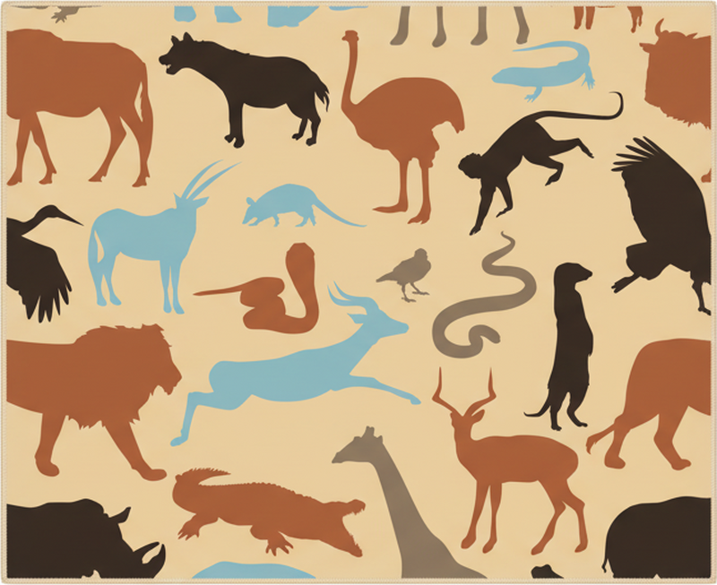 Tapete vinílico quarto silhueta de animais safari - TenStickers