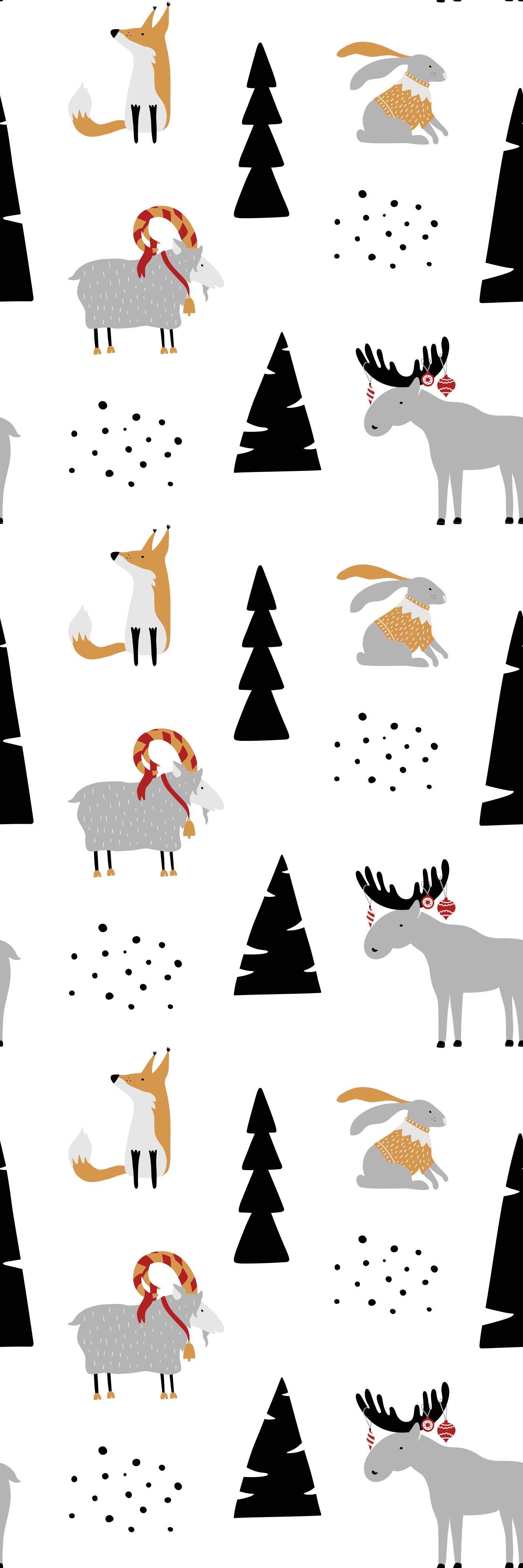 Tapete vinílico quarto com estampa de animais de inverno - TenStickers
