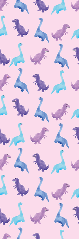 Tapete vinílico quarto dinossauros cor-de-rosa no fundo - TenStickers