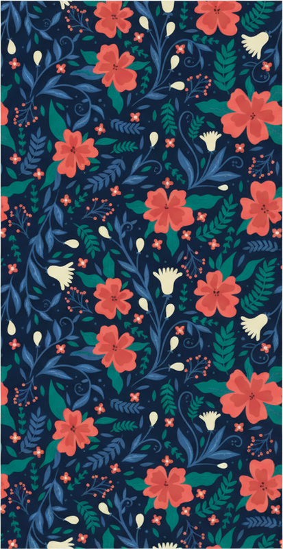 Tapete vinílico quarto flores artísticas nórdicas - TenStickers