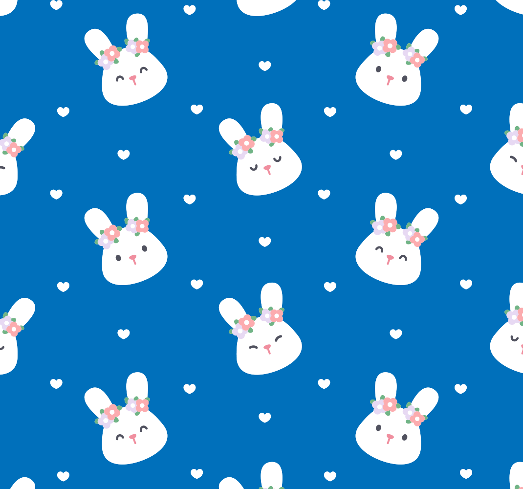 Tapete vinílico quarto coelhos fofos em fundo azul - TenStickers