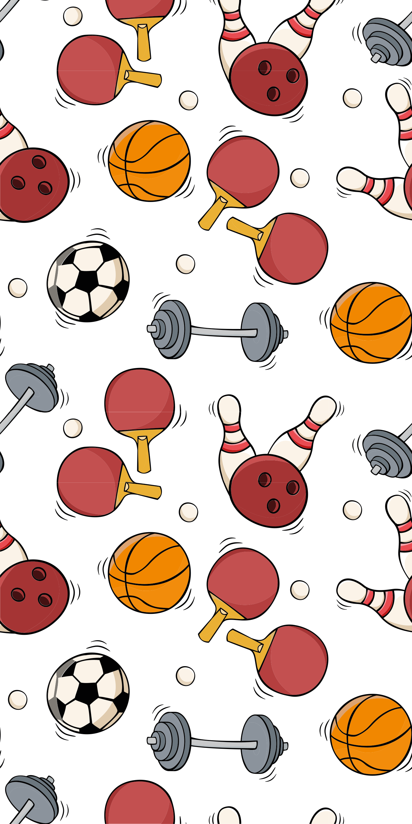 Tapete vinílico quarto estilo doodle de esportes - TenStickers