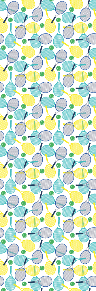 Tapete vinílico quarto com padrões de raquetes coloridas - TenStickers