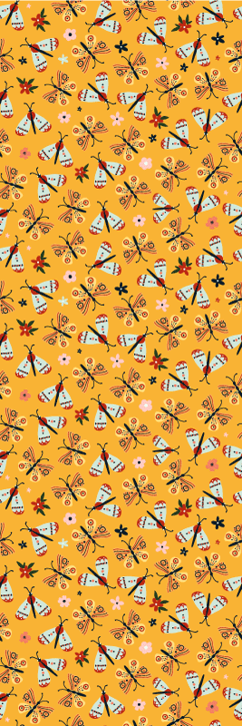 Tapete vinílico quarto com borboletas desenhadas à mão - TenStickers