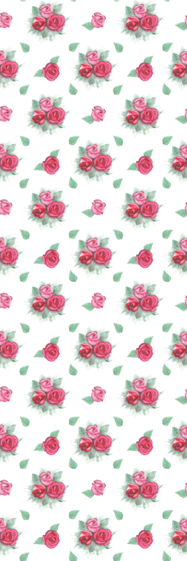 Tapete vinílico quarto com padrão de rosas rosas e vermelhas - TenStickers