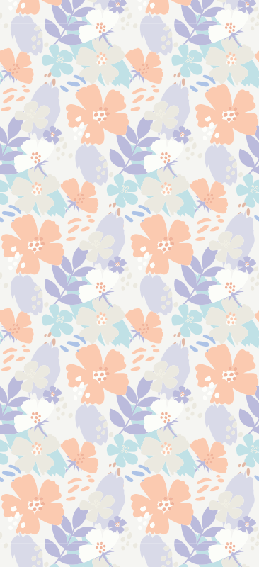 Tapete vinílico quarto flores originais nórdicas - TenStickers