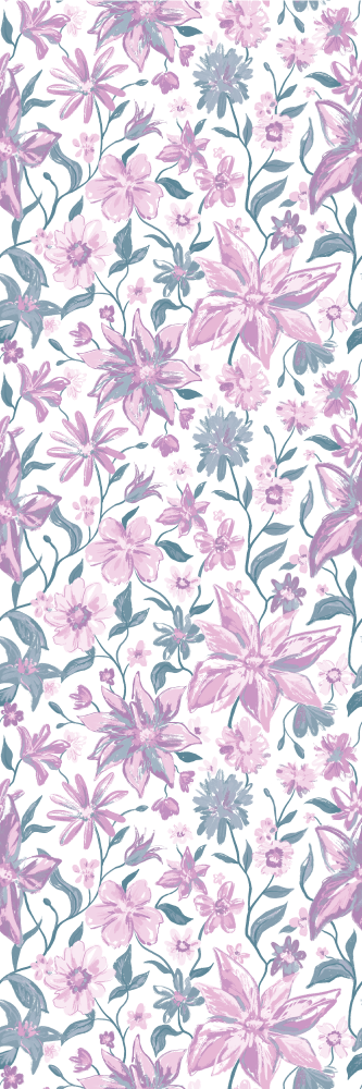 Tapete vinílico quarto rosas cinza e rosa - TenStickers