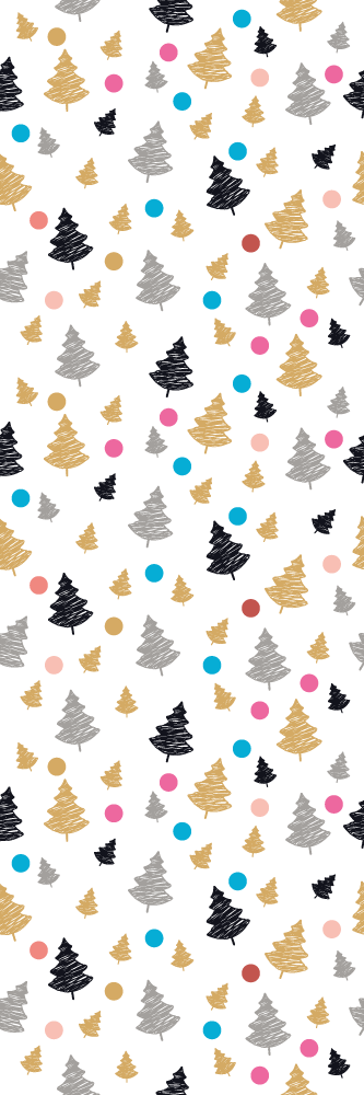 Tapete vinílico quarto com pontos coloridos e árvores - TenStickers