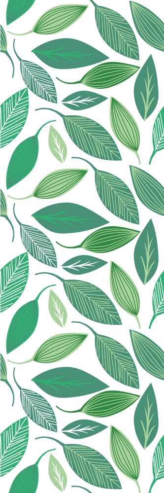 Tapete vinílico quarto padrão folhas verdes - TenStickers