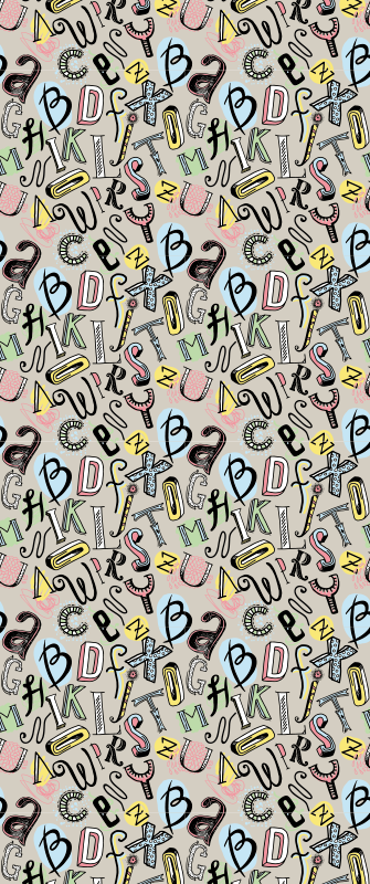 Tapete vinílico quarto alfabeto nórdico - TenStickers