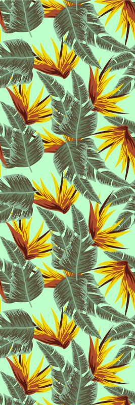 Tapete vinílico quarto folhas tropicais verdes e amarelas - TenStickers