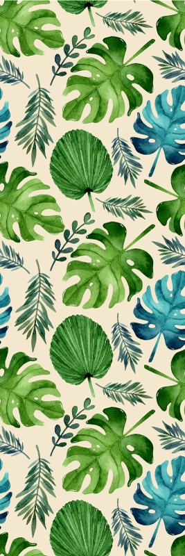 Tapete vinílico quarto com padrão de folhas verdes tropicais - TenStickers