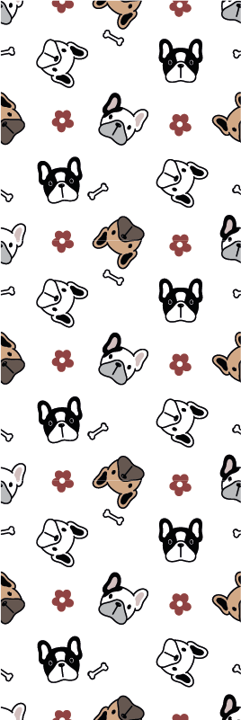 Tapete vinílico quarto flores e bulldogs franceses - TenStickers