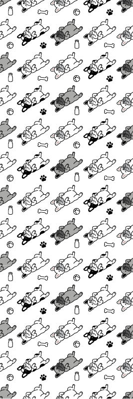 Tapete vinílico quarto padrão de cães preto e cinza - TenStickers