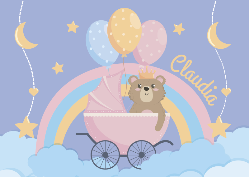 Tapete de vinil personalizado para bebés ursinho - TenStickers