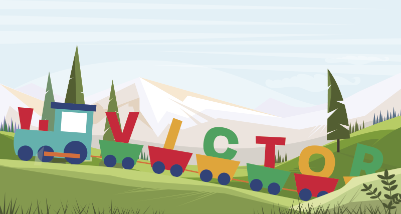 Tapete de vinil para bebés comboio com nome - TenStickers