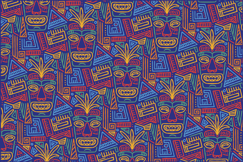 Tapete do vinil tribal máscaras coloridas - TenStickers