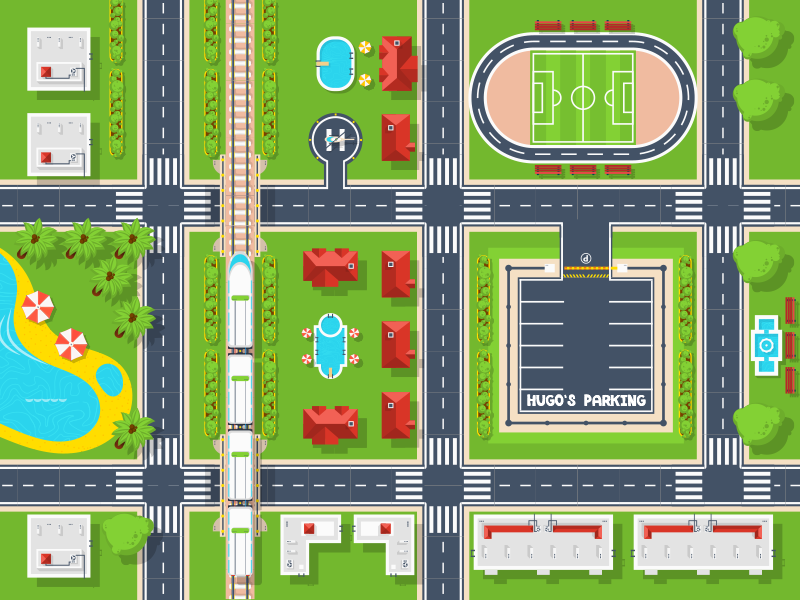 Maravilhoso tapete de vinil infantil parque para estacionamento - TenStickers