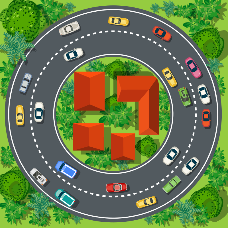 Maravilhoso tapete de vinil redondo infantil pista de corrida - TenStickers