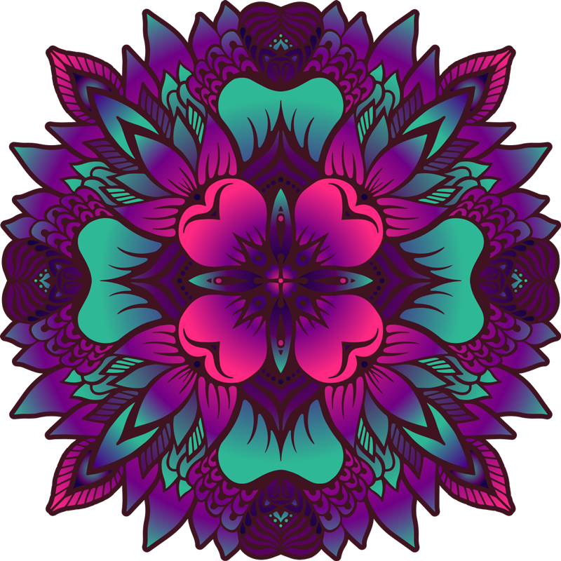 Tapete de vinil Mandala floral lilás e roxo - TenStickers