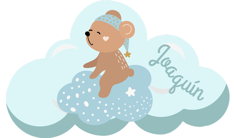 Tapete de vinil infantil azul personalizado com urso - TenStickers