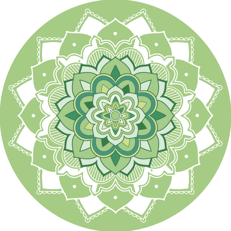 Tapete de vinil floral Mandala verde - TenStickers