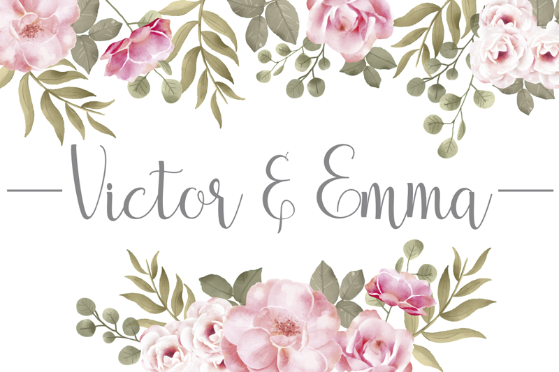 Tapete de vinil floral com nome personalizado - TenStickers