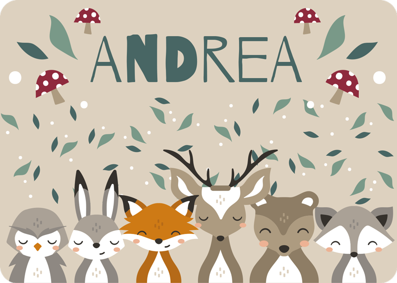 Tapete de vinil personalizado animais com nome - TenStickers