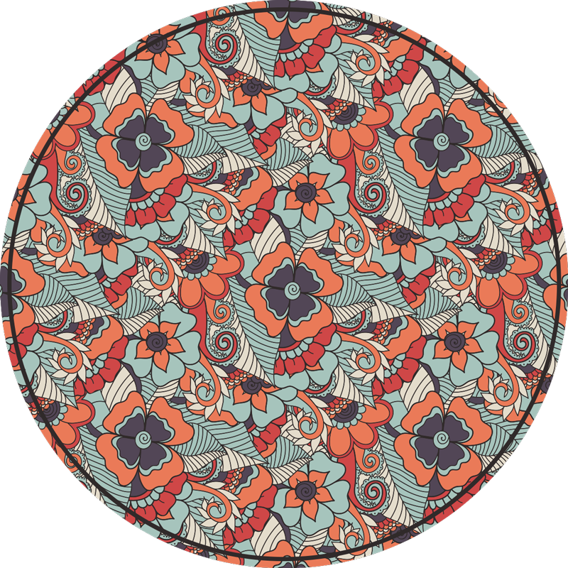 Tapete de vinil redondo paisley floral - TenStickers