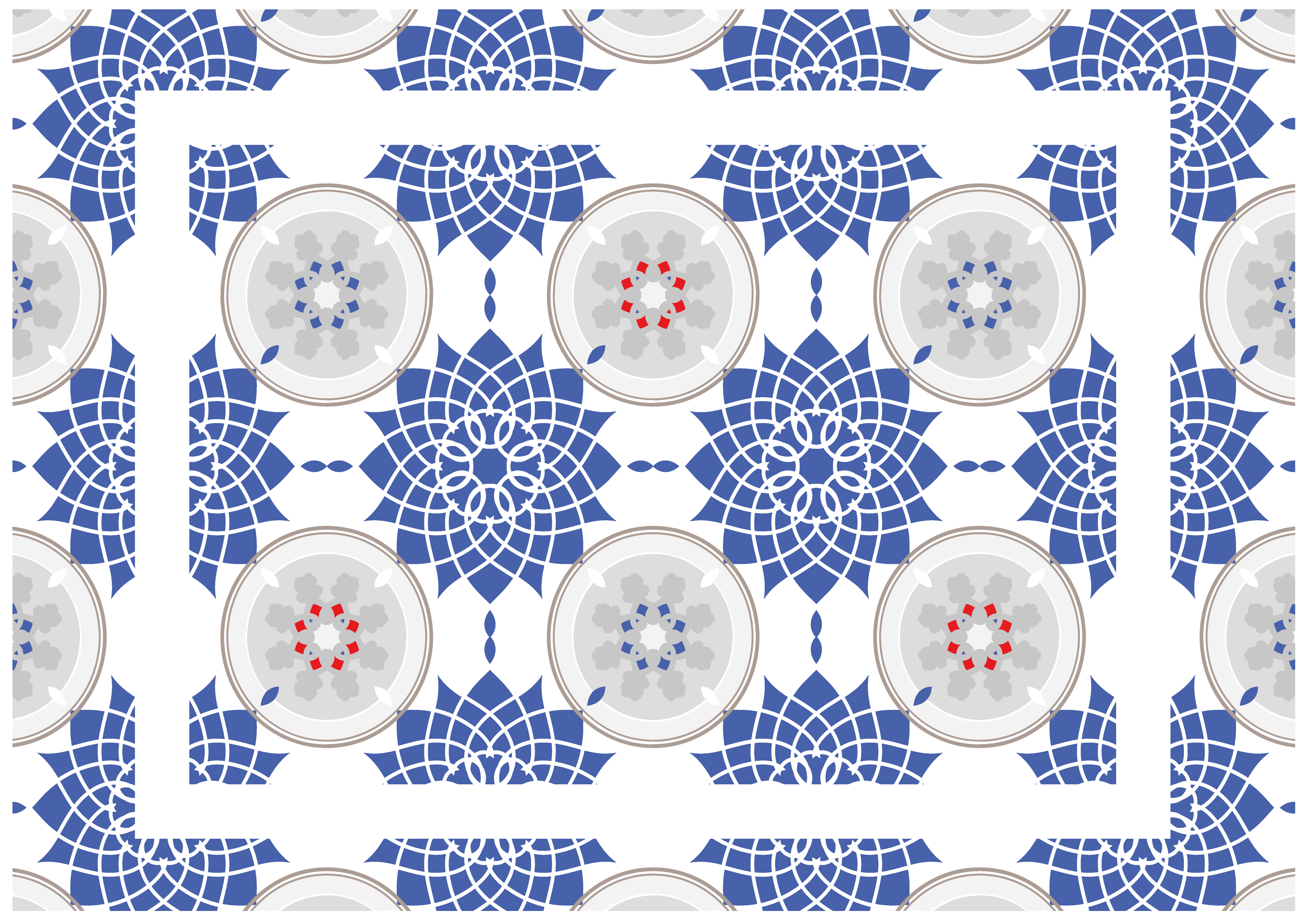 Azulejos azuis mandala tapete de vinil - TenStickers