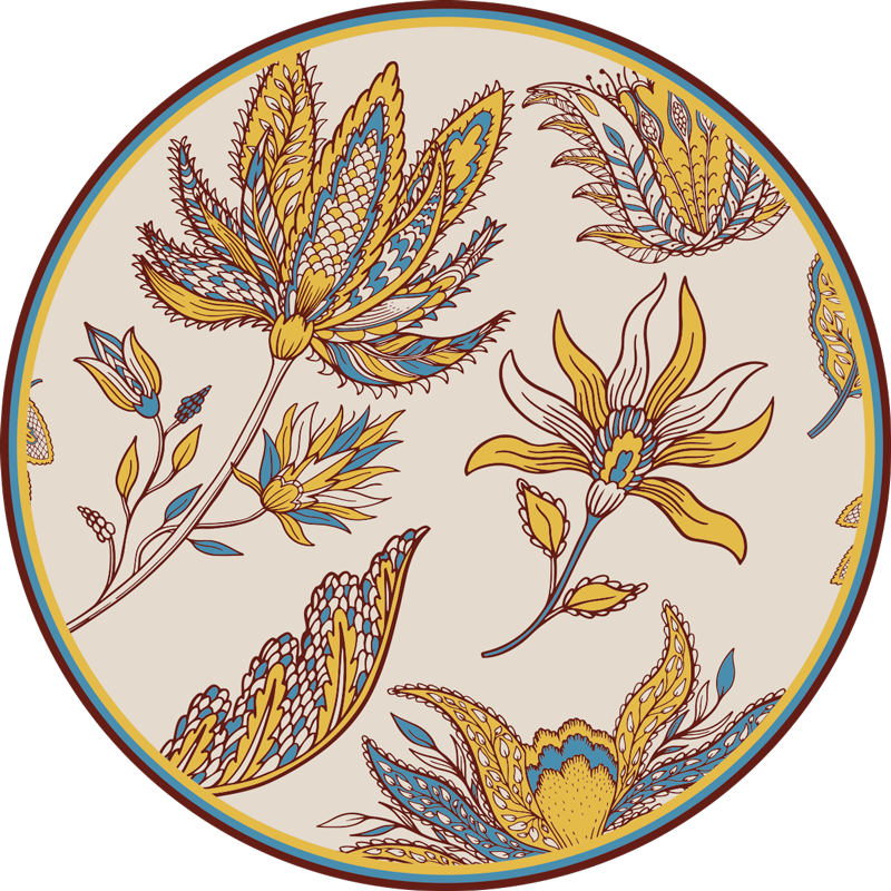 Conjunto de flores paisley tapete do quarto de vinil - TenStickers