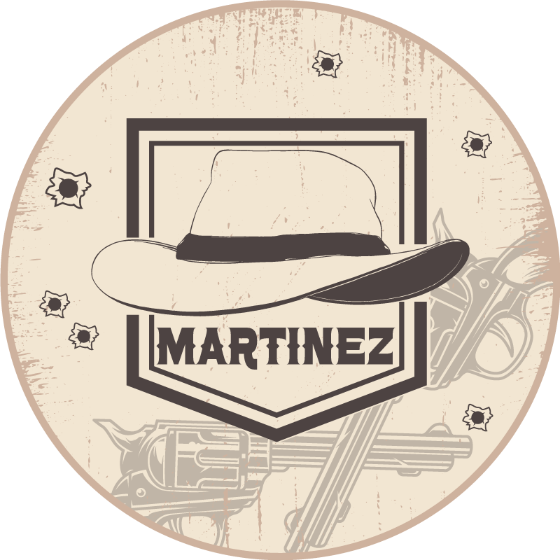 Chapéu de cowboy com nome tapete de vinil com nome - TenStickers