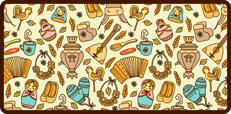 Tapete vintage de padrão de elementos russos - TenStickers