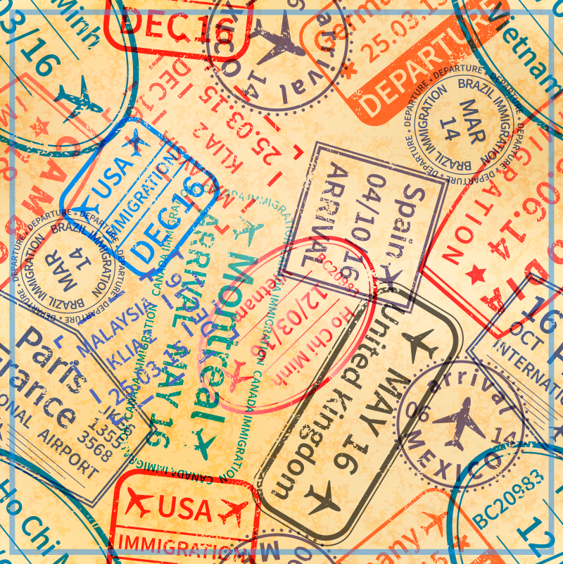 Incrível tapete de selos de viagens vintage - TenStickers