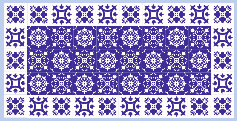 Adorável carpete azulejo branco e azul - TenStickers